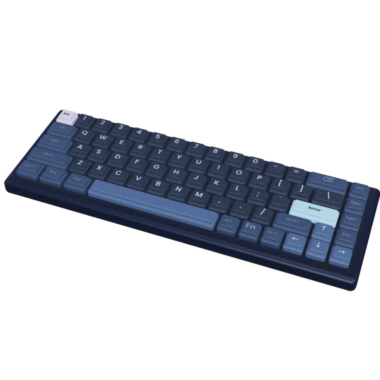 A mechanical keyboard typing the job titles in the headline