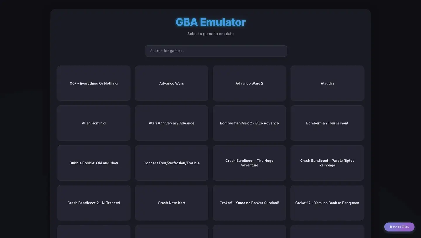 Screenshot of GBA Emulator