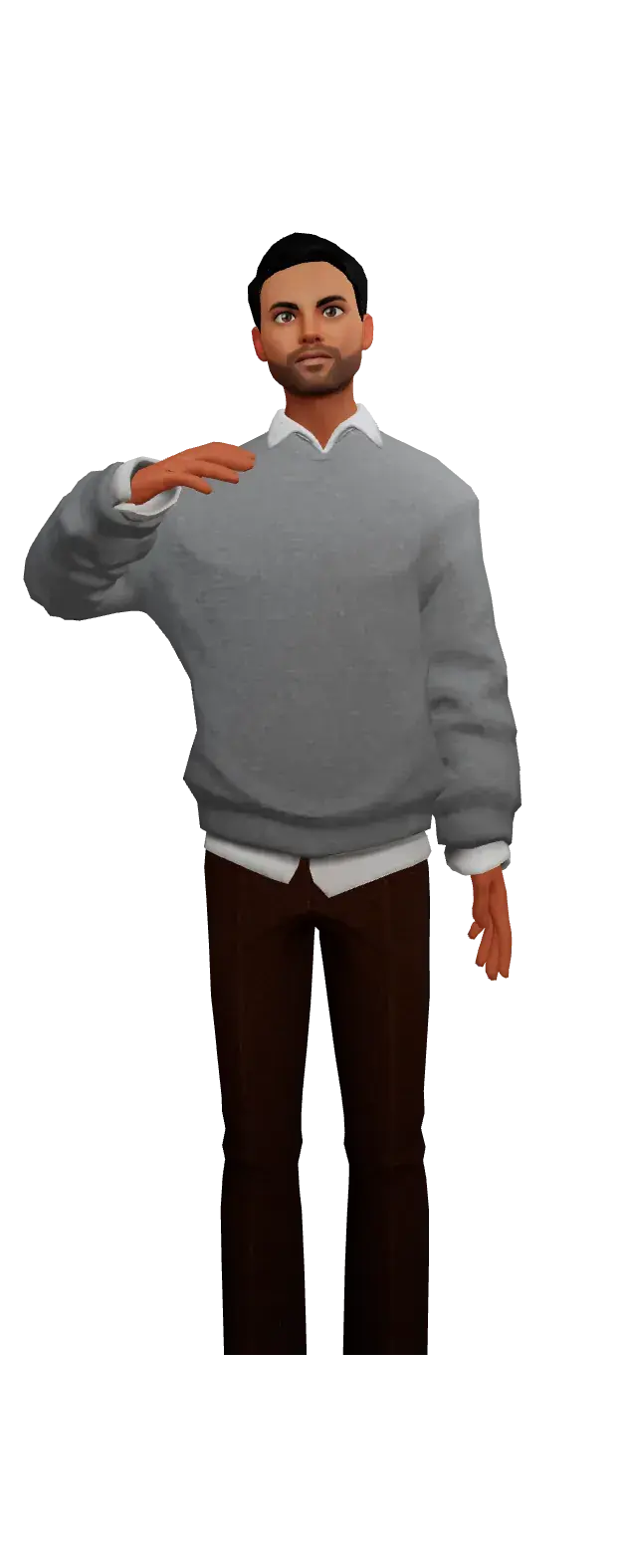 3D avatar of Farouq waving